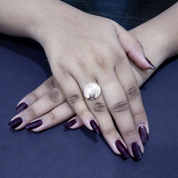 Kriaa Rose Gold Plated Round Shaped Adjustble Finger Ring