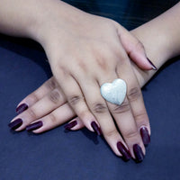 Kriaa Silver Plated Heart Shaped Adjustable Finger Ring