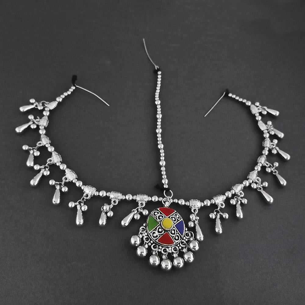 Jeweljunk Oxidised Silver Plated Maang Tikka  -  1505640