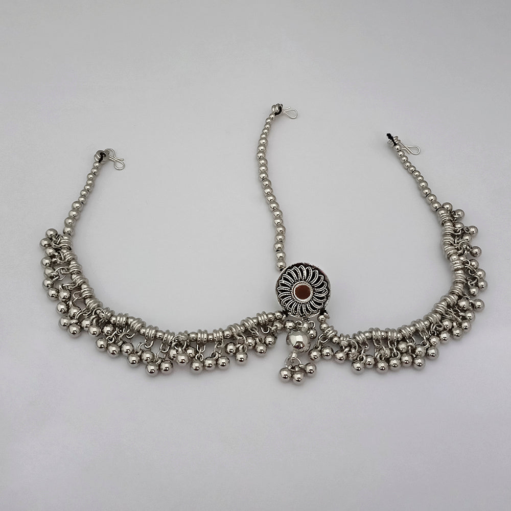 Jeweljunk Oxidised Silver Plated Maang Tikka