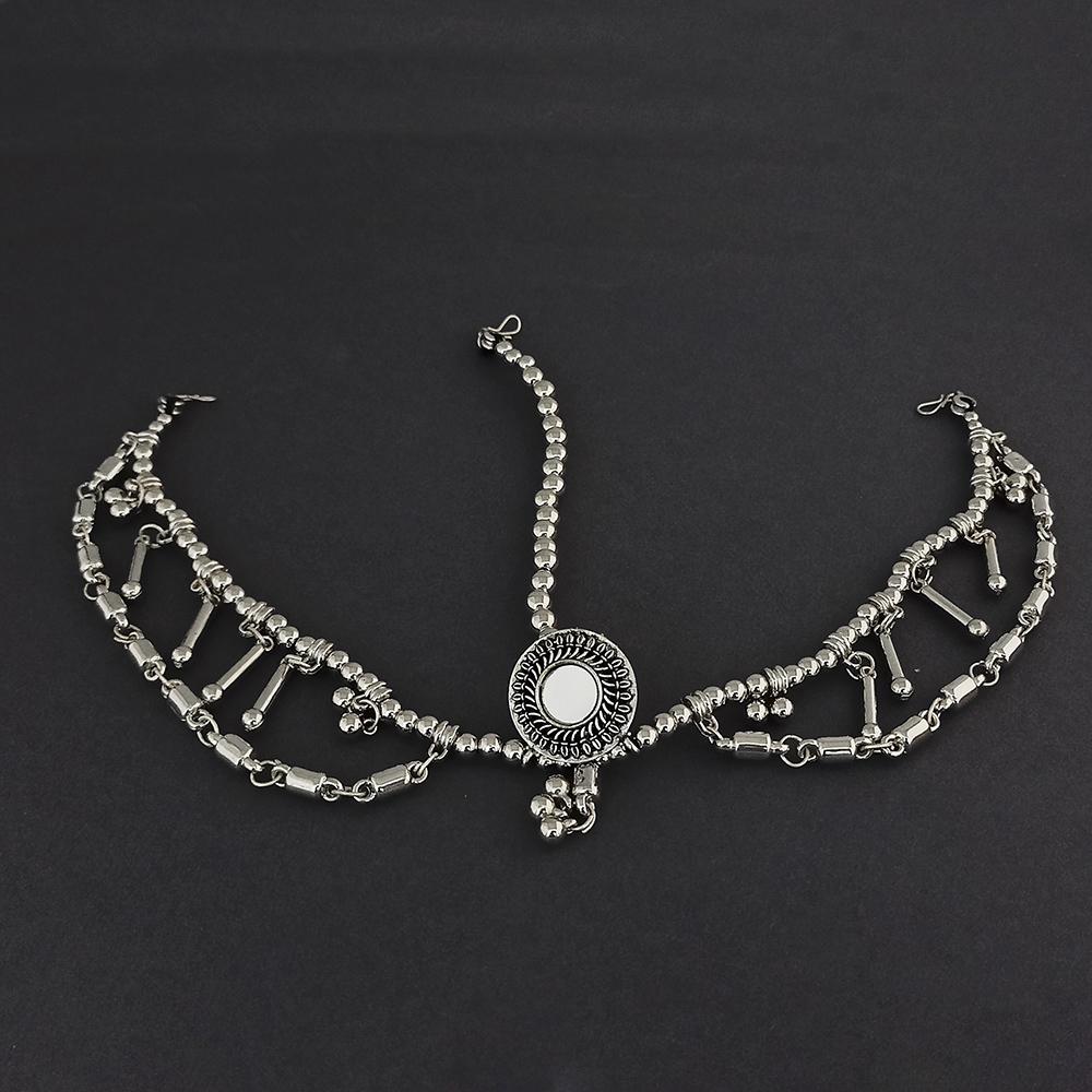 Jeweljunk Oxidised Silver Plated Maang Tikka  -  1505645