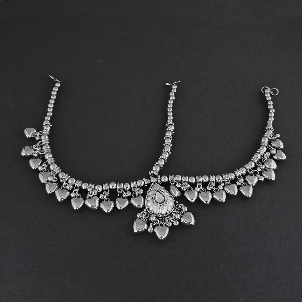 Jeweljunk Oxidised Silver Plated Maang Tikka  -  1505647