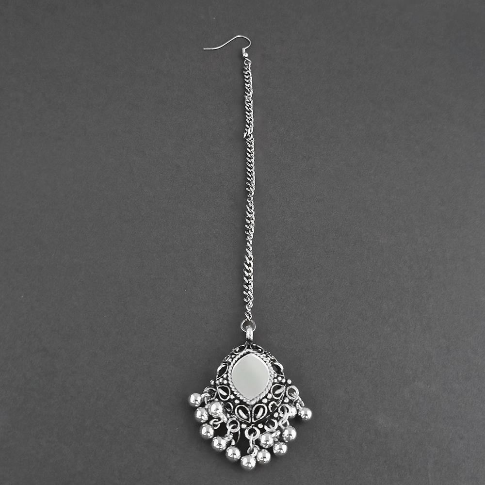 Jeweljunk Oxidised Silver Plated Maang Tikka  -  1505671