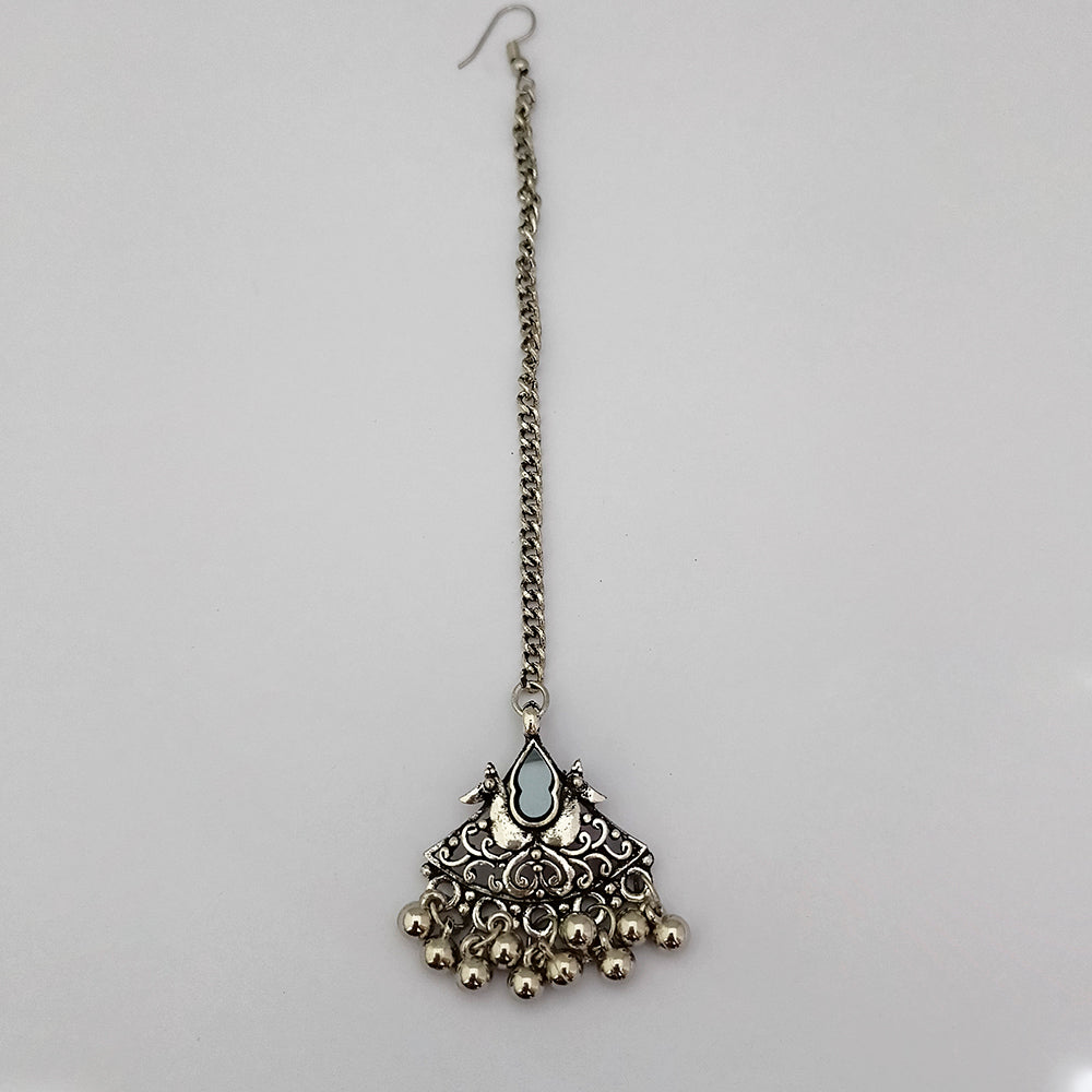 Jeweljunk Oxidised Silver Plated Maang Tikka