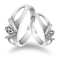 Urbana Rhodium Plated Solitaire Couple Ring Set With Crystal Stone-1506319