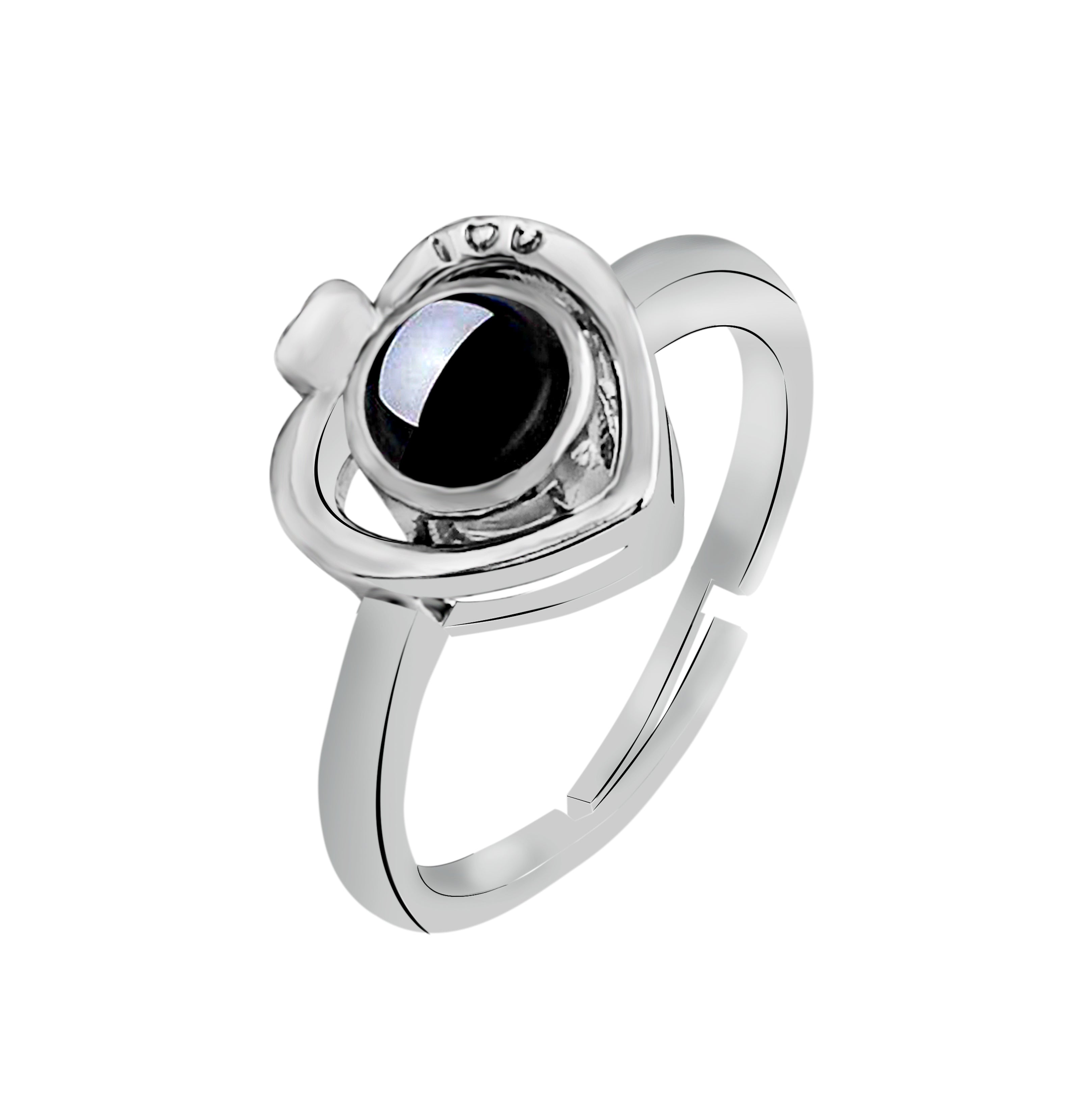 Urbana Heart Shaped Silver Plated Single Adjustable Ring Reflecting I love you In 100 Languages-1506353