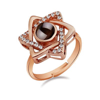 Urbana Rose Gold Plated single Adjustable Ring Reflecting I love you In 100 Languages-1506361A-1506361A