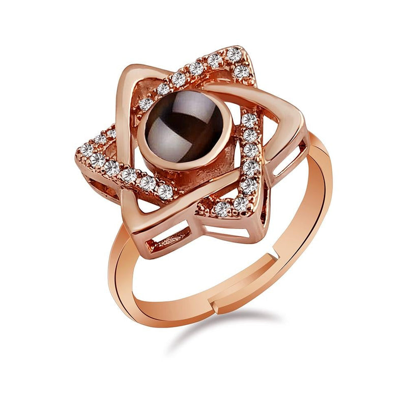 Urbana Rose Gold Plated single Adjustable Ring Reflecting I love you In 100 Languages-1506361A-1506361A