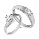 Urbana Rhodium Plated Pack Of 12  Couple Ring Set With Crystal Stone  - 1506366
