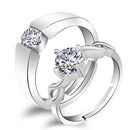 Urbana Rhodium Plated Solitaire Couple Ring Set With Crystal Stone-1506369