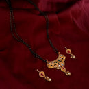 Kriaa Gold Plated Austrian Stone Mangalsutra With Earrings