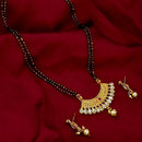 Kriaa Gold Plated Kundan Pearl Drop Mangalsutra With Earrings