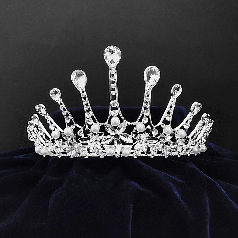 Kriaa Silver Plated White Austrian Stone Crown -1506603