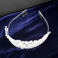 Kriaa Silver Plated White Austrian Stone Crown-1506606