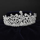 Kriaa Silver Plated White Austrian Stone Crown-1506633