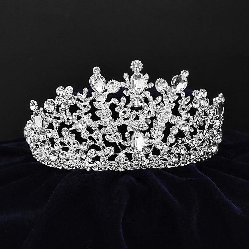 Kriaa Silver Plated White Austrian Stone Crown-