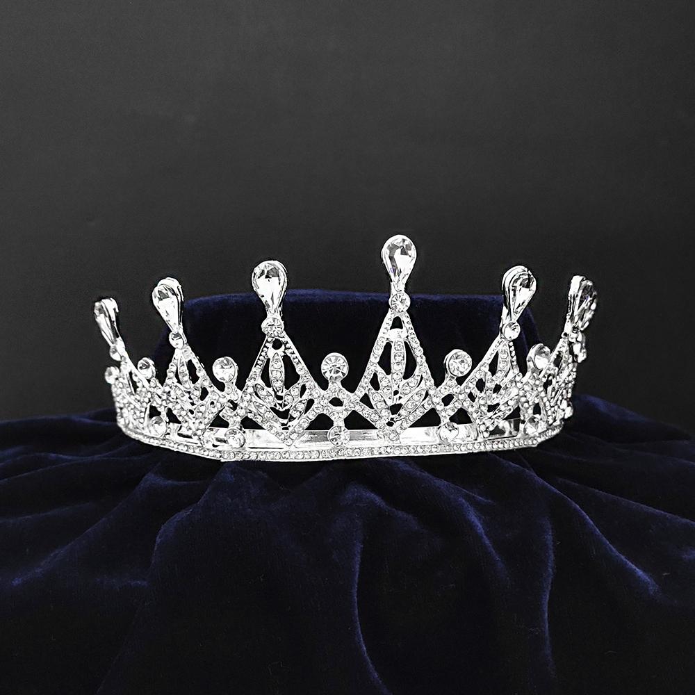 Kriaa Silver Plated White Austrian Stone Crown-1506646