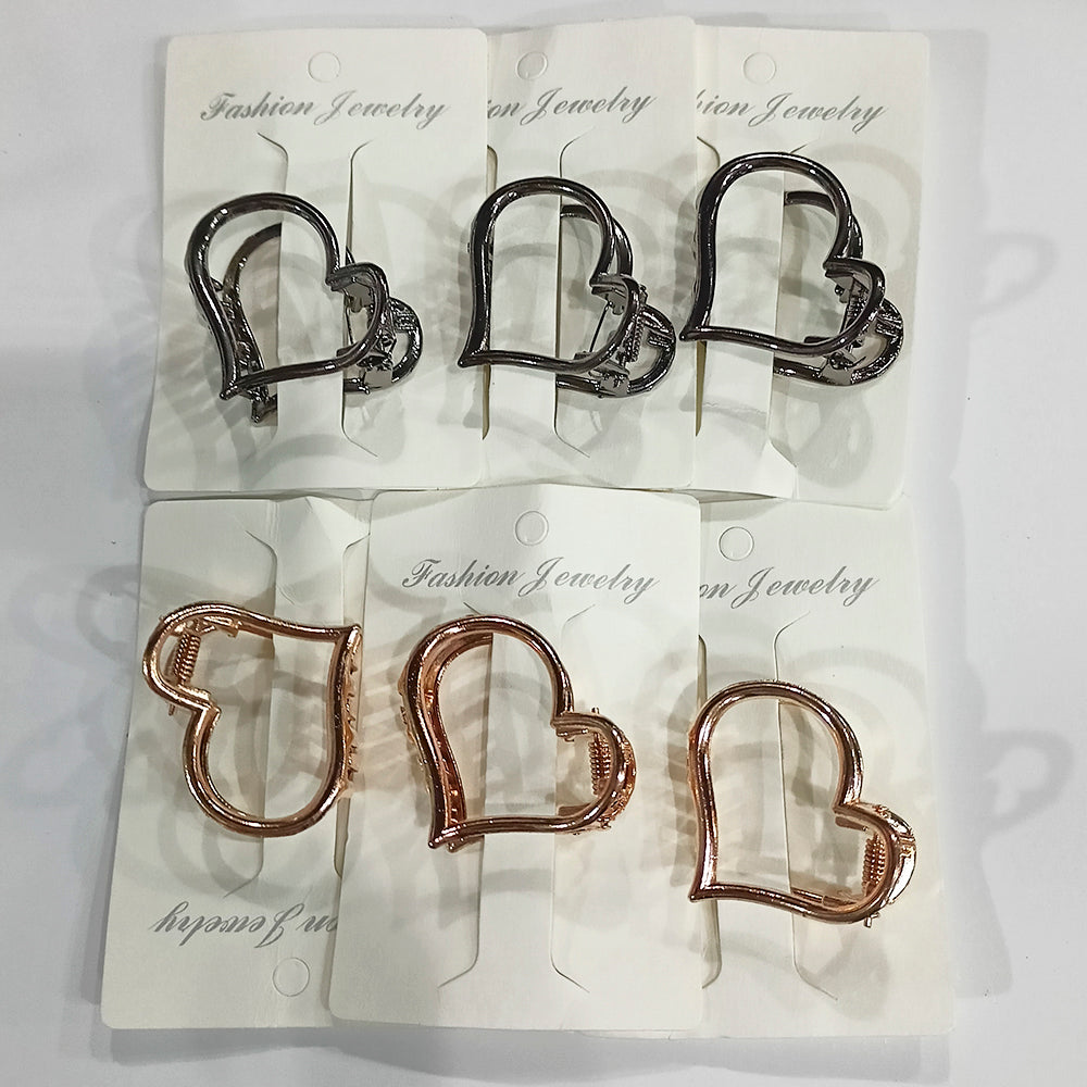 Eugenia Assorted Color Pack Of 6 Korean Style Fancy Heart Shape Hair Clip