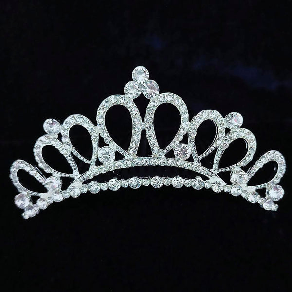 Kriaa Silver Plated White Austrian Stone Crown  - 1507101