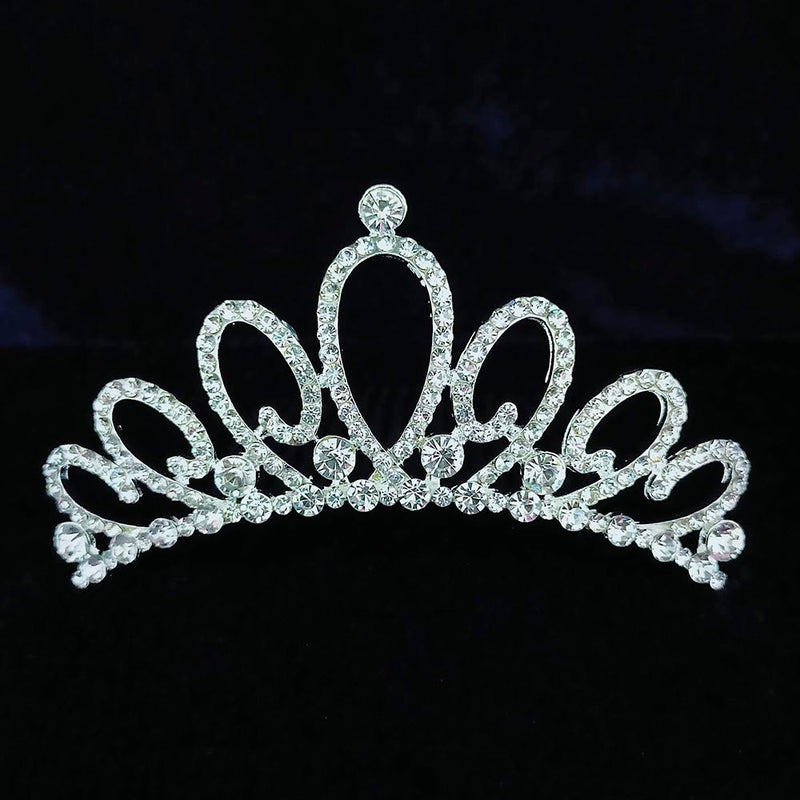 Kriaa Silver Plated White Austrian Stone Crown  - 1507103