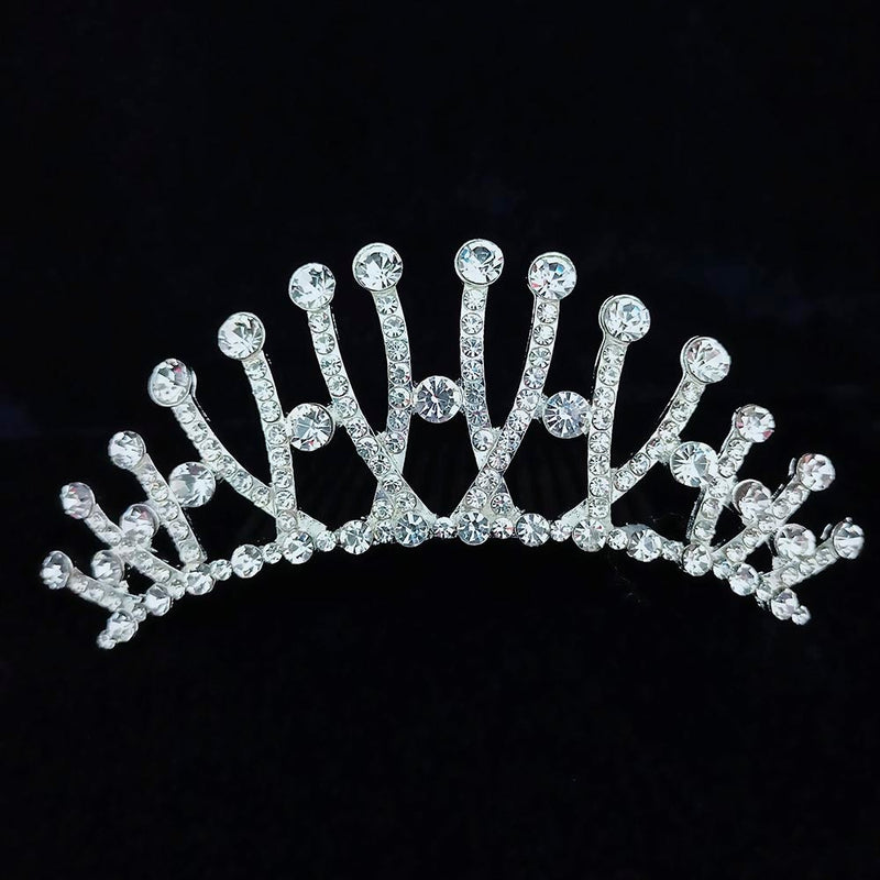 Kriaa Silver Plated White Austrian Stone Crown  - 1507107