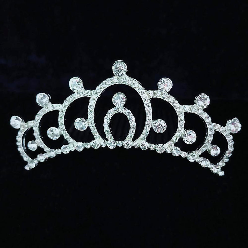 Kriaa Silver Plated White Austrian Stone Crown  - 1507108