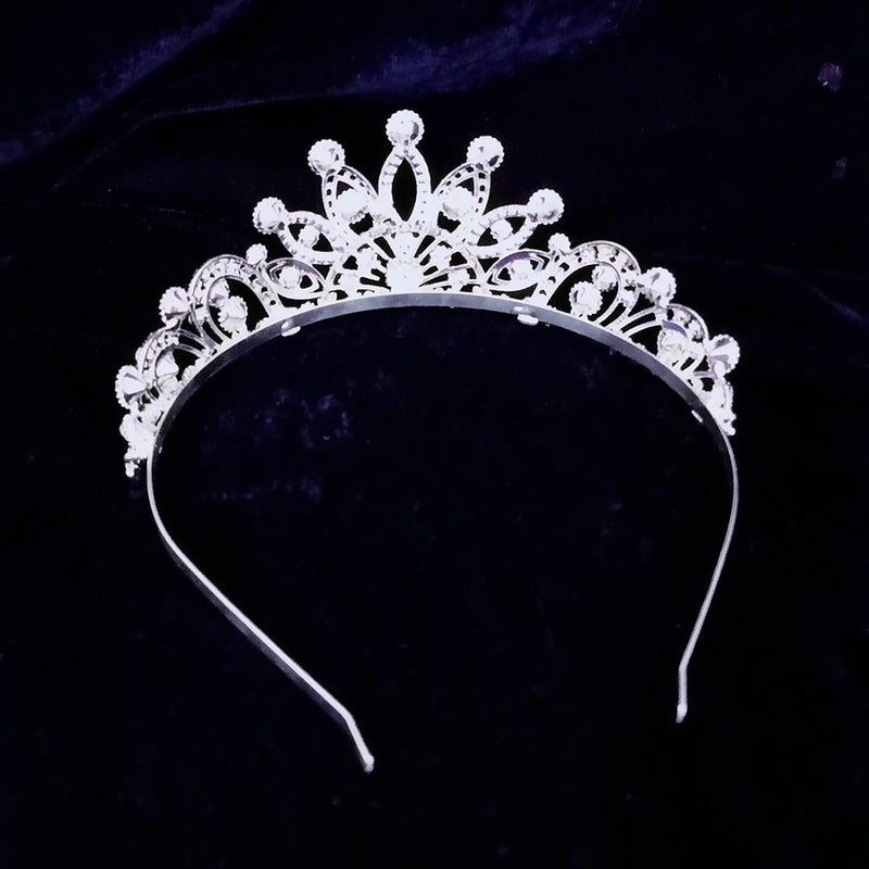 Kriaa Silver Plated White Austrian Stone Crown  - 1507109A