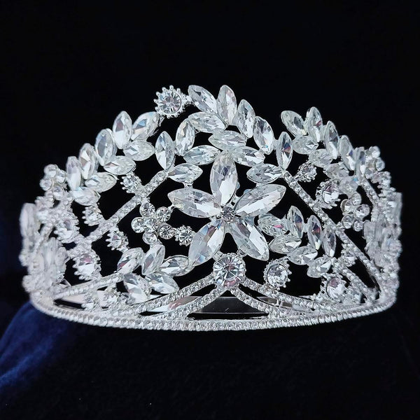 Kriaa Silver Plated White Austrian Stone Crown  - 1507133
