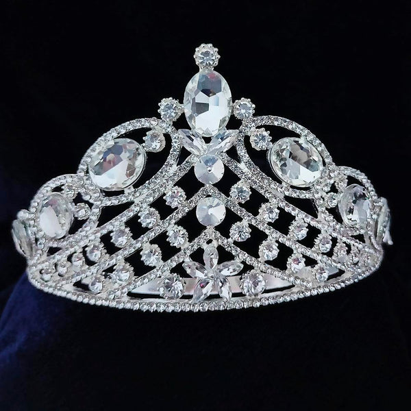 Kriaa Silver Plated White Austrian Stone Crown  - 1507135