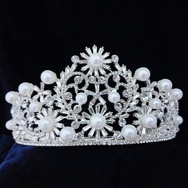 Kriaa Silver Plated White Austrian Stone Crown  - 1507140