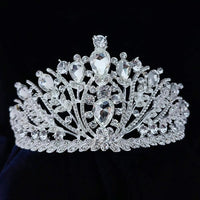 Kriaa Silver Plated White Austrian Stone Crown  - 1507143