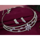 Mahavir Silver Plated Austrian Stone Necklace Set