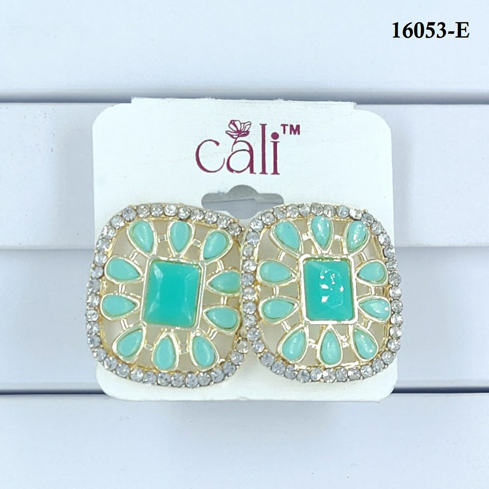 Corbeda Fashion Gold Plated Assorted Color Stud Earrings