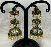 Infinity Jewels Gold Plated Meenakari Jhumki Earrings