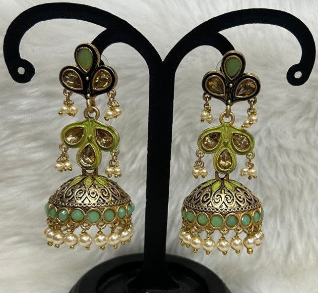 Infinity Jewels Gold Plated Meenakari Jhumki Earrings