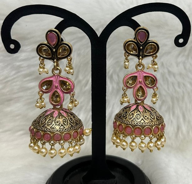 Infinity Jewels Gold Plated Meenakari Jhumki Earrings