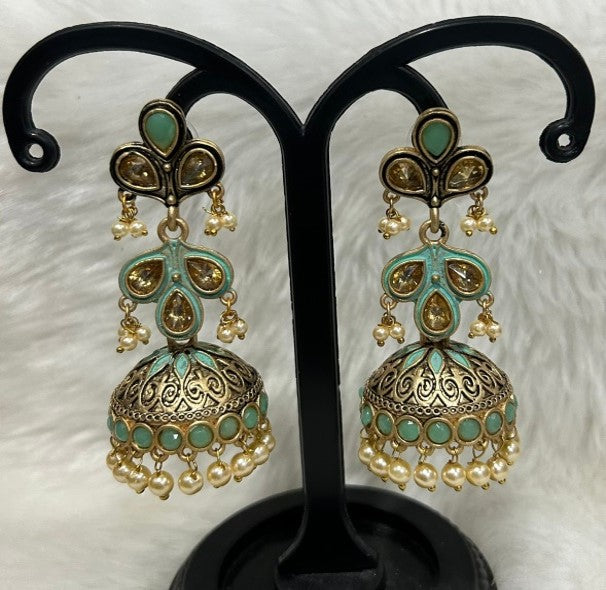 Infinity Jewels Gold Plated Meenakari Jhumki Earrings