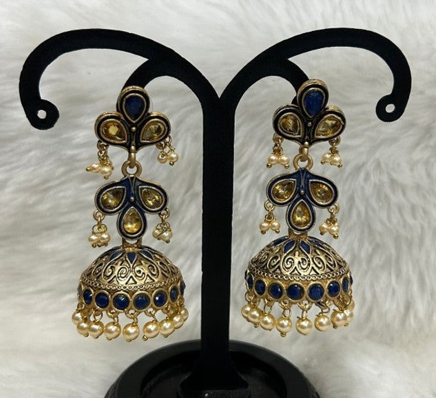 Infinity Jewels Gold Plated Meenakari Jhumki Earrings