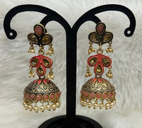 Infinity Jewels Gold Plated Meenakari Jhumki Earrings
