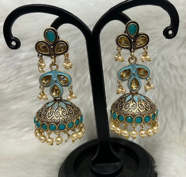 Infinity Jewels Gold Plated Meenakari Jhumki Earrings