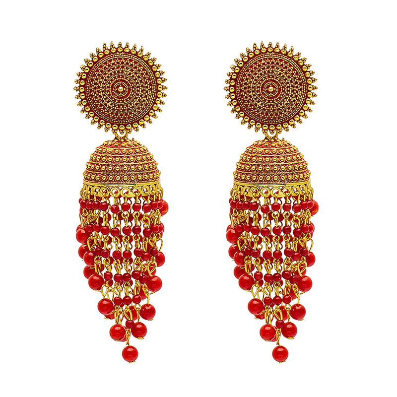 Mahavir Gold Plated Beads Jhumki Earrings