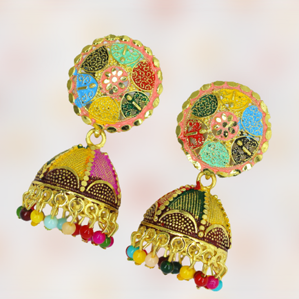 Mahavir Dye Gold Jhumki Earrings