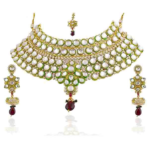 Vivaah Kundan Designer Necklace Set With Maang Tikka