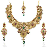 Vivaah Meenakari Stone Necklace Set With Maang Tikka - 2000315