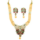 Tip Top Fashions Gold Plated Maroon Meenakari And Stone Necklace Set - 2000503