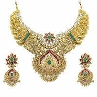 Aurum Gold Plated Meenakari Austrian Stone Necklace Set - 2000520