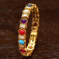 Varso Navratna Gold Polish Antique Kada - 206278