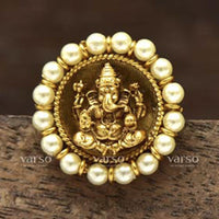 Varso Pearl Gold Polish Brass Adjustable Ring - 2089A