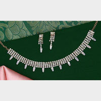 Mahavir Rose Gold Plated Austrian Stone Necklace Set