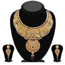 Kriaa Purple Austrian Stone Gold Plated Necklace Set - 2100207